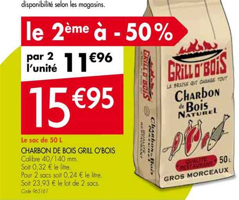 Charbon De Bois Grill O bois 50 L Gamm Vert Offre Charbon De Bois Grill O'bois Le 2ème à -50% chez Gamm vert